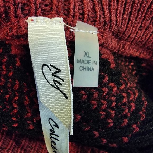 NY COLLECTION  Deep Red with black triangle and fringe.  XL - Picture 5 of 7